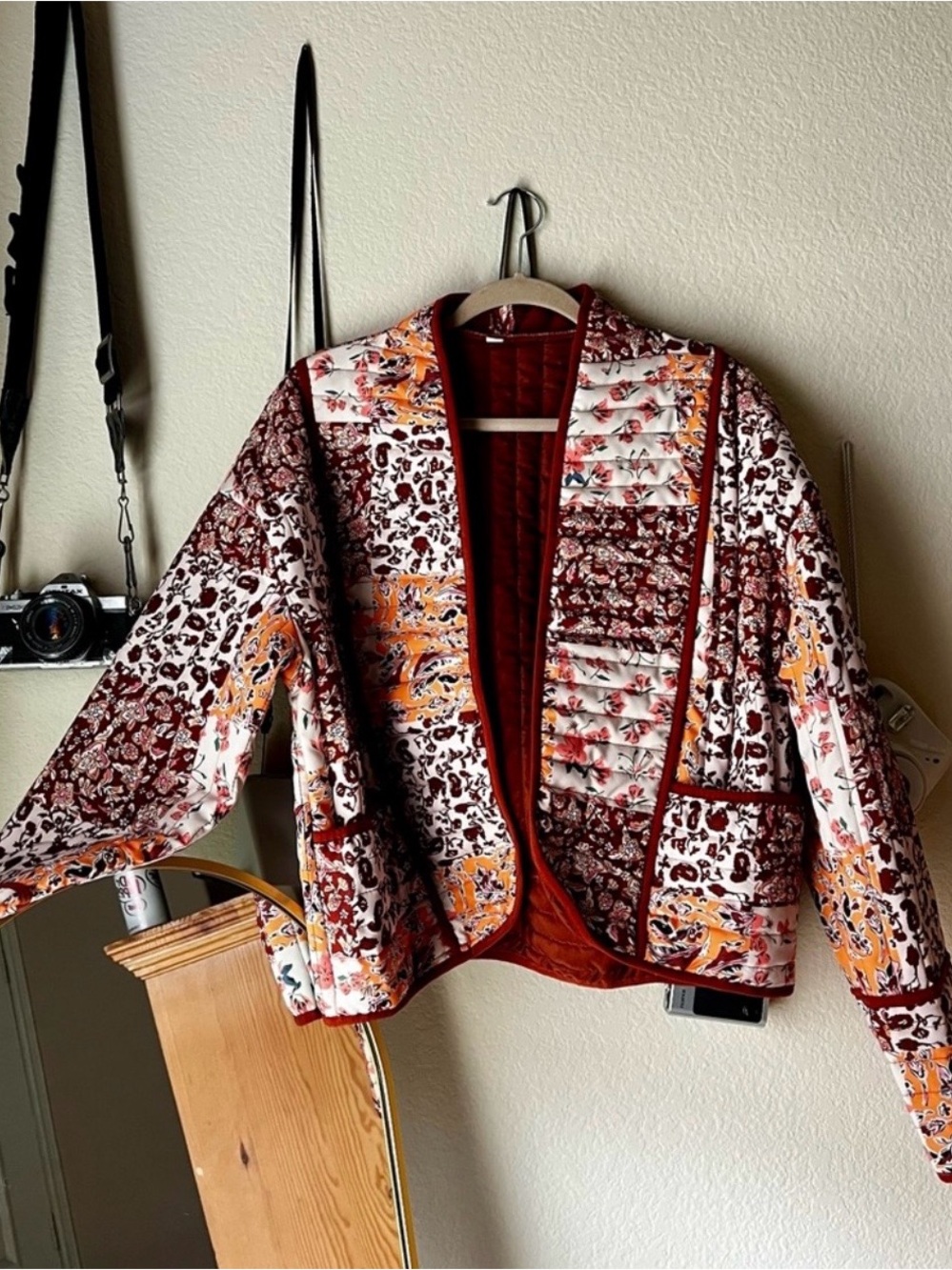 Quilted Patchwork Jacket in Rust Floral - Unbranded